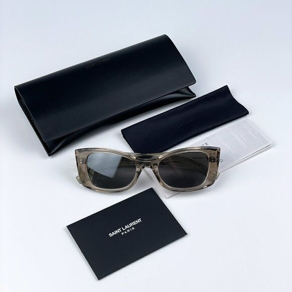 SALE! NEW Saint Laurent SL593 003 Beige Grey Silver Square Unisex Sunglasses main image 9
